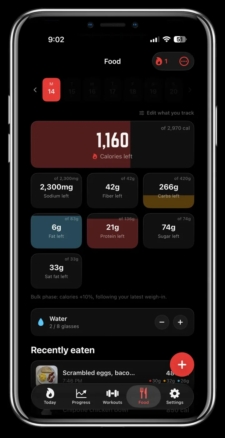 The AI calorie tracker with macro and micronutrient gauges.